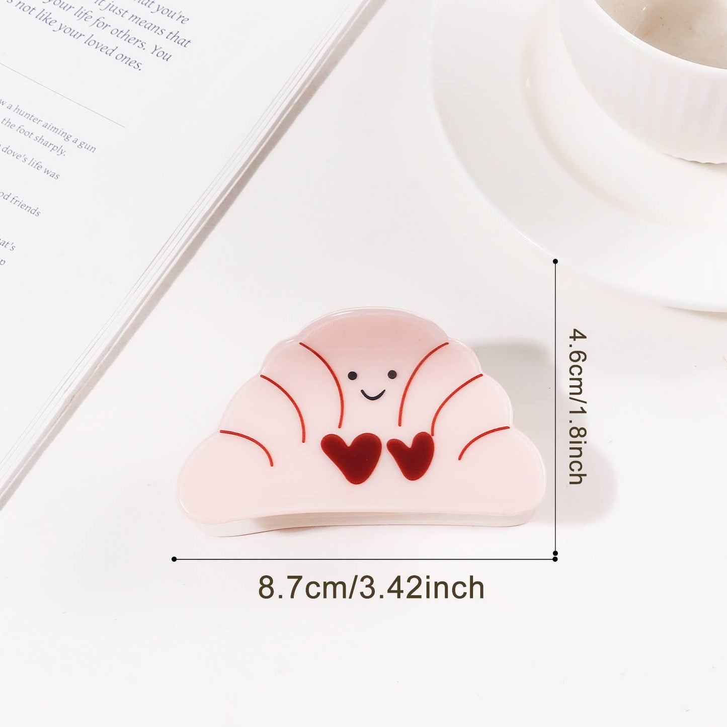 Cartoon Fun Emoji Design Bread & Heart Hair Clip