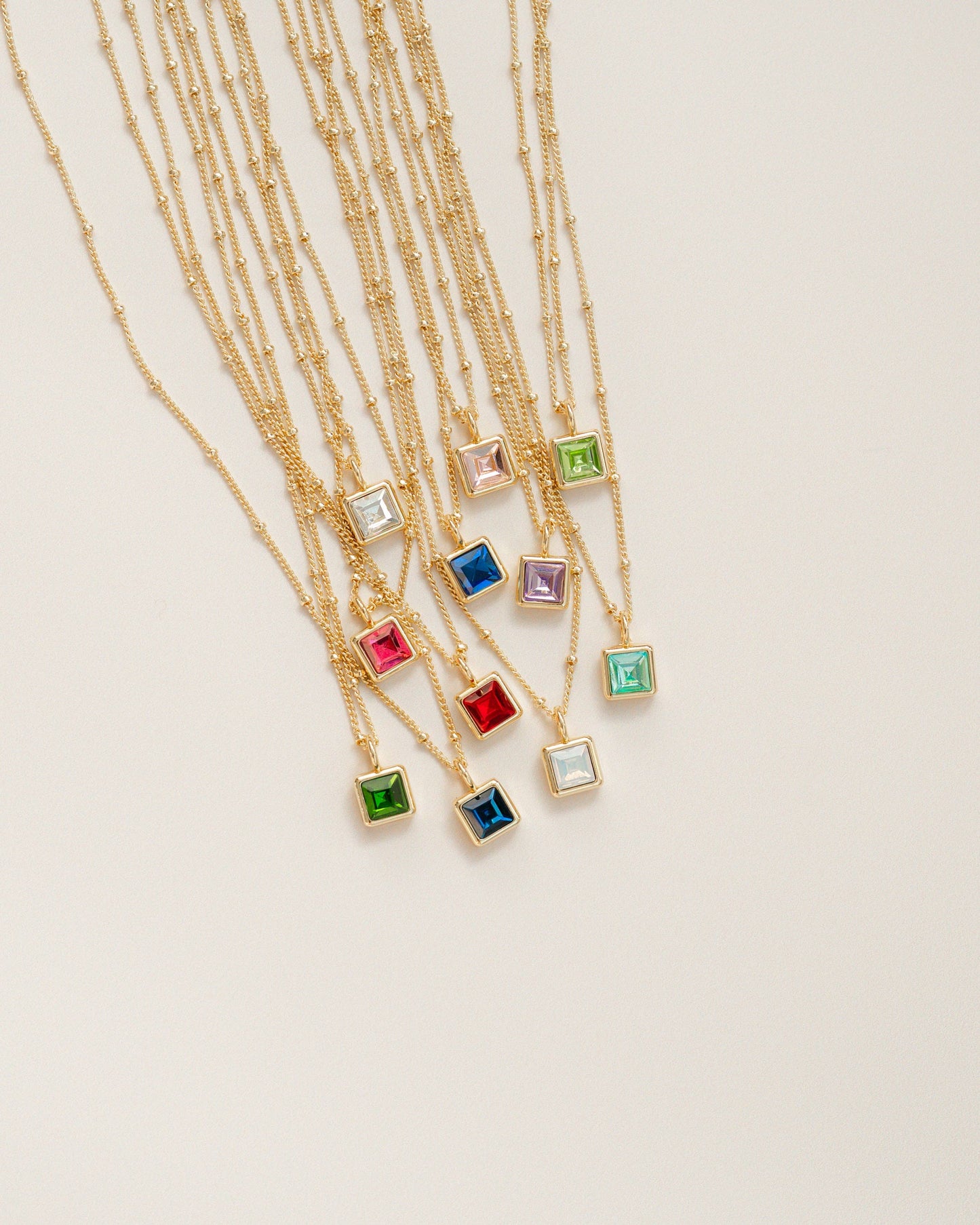 Birthstone Bottle with Square Pendant