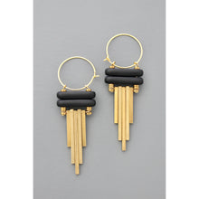 Load image into Gallery viewer, FERE57 Art Deco black hoop earrings
