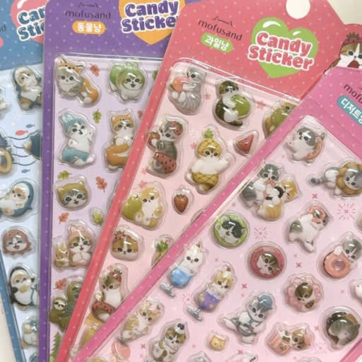 Mofusand Candy Deco Sticker - Puffy 3D Cat Sticker Collection