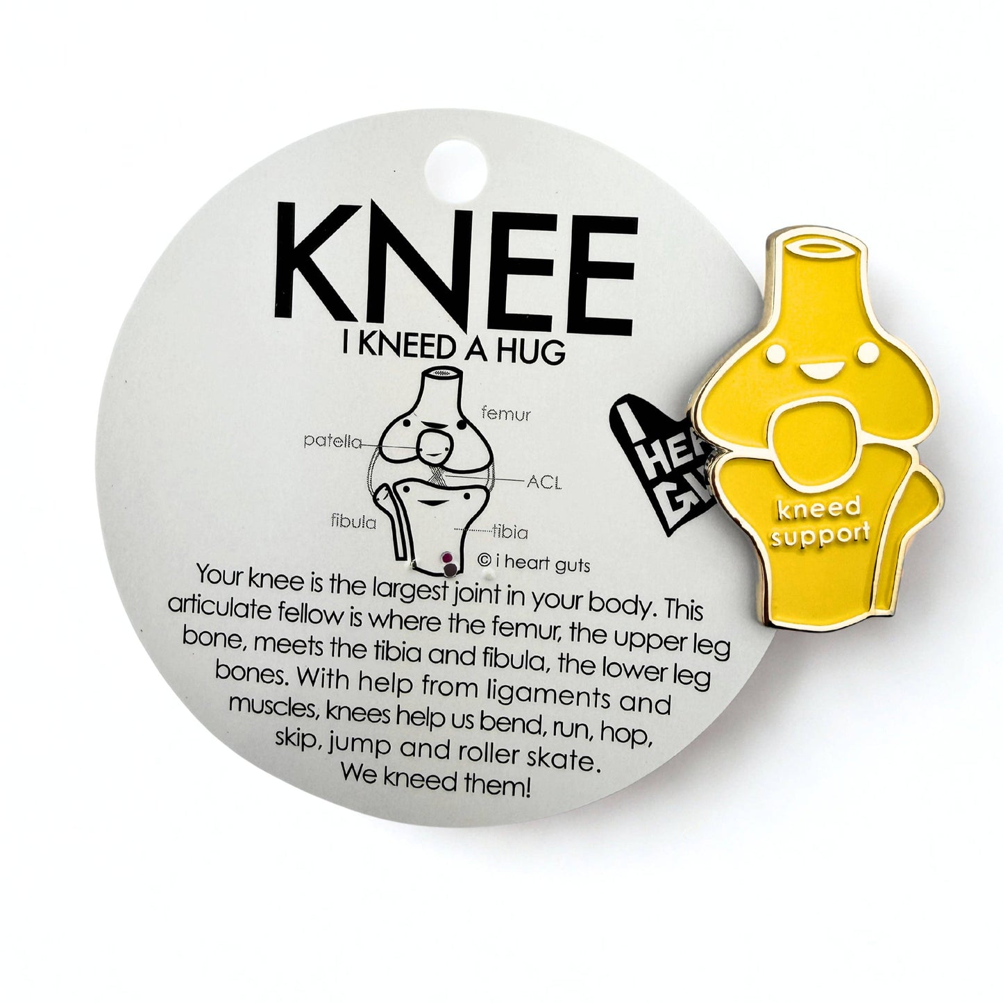 Kneed Support Enamel Lapel Pin - Knee Replacement, Surgery, ACL Tear