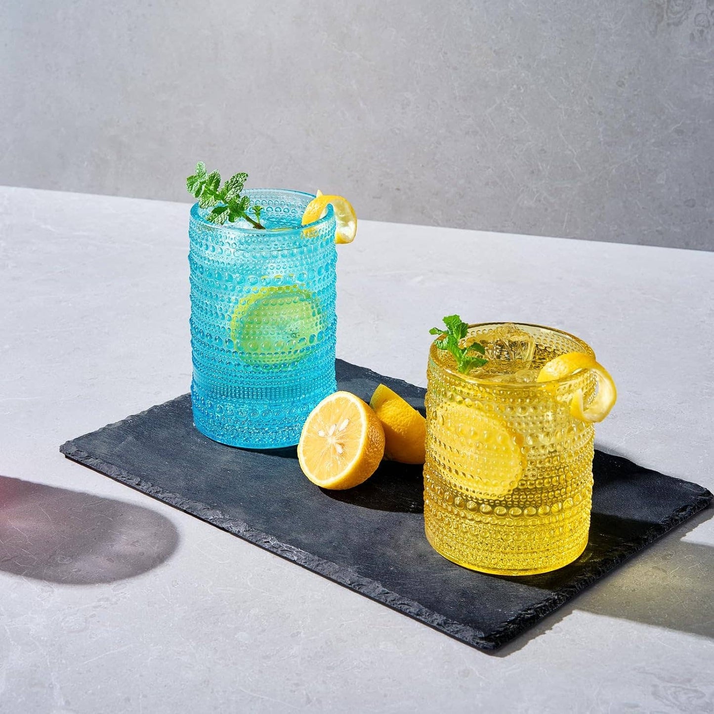 Hobnail Drinking Glasses Colored Beaded Drinking Set of 12
