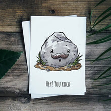 Load image into Gallery viewer, &quot;Hey! You Rock&quot; - Dad Joke Pun Fathers Day Rock &amp; Roll Card
