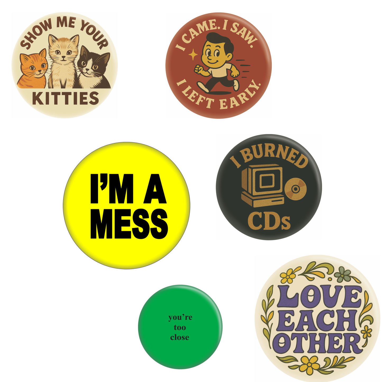 Funny Buttons Mix Humor Novelty Pop Culture