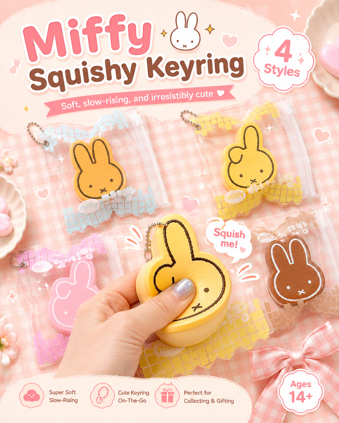 LIMITED!! Miffy Bread Squishy Pouch Keyring