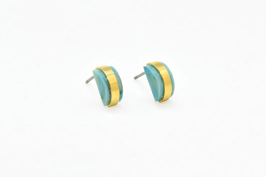 Aquamarine Half Moon Stud Er