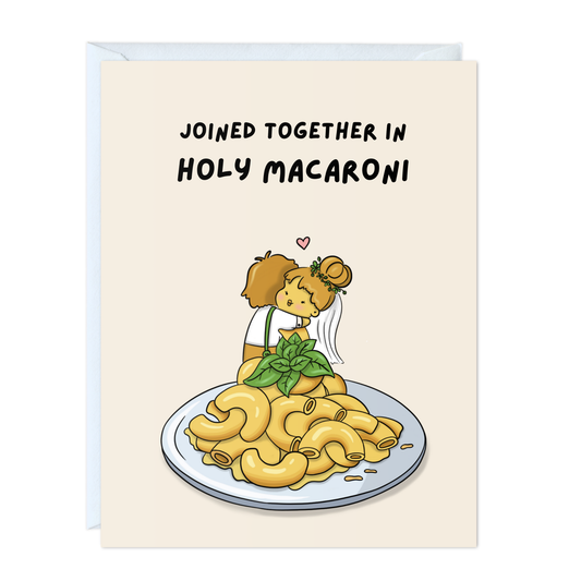 Funny Wedding Couples Punny Engagement Card (Holy Macaroni)
