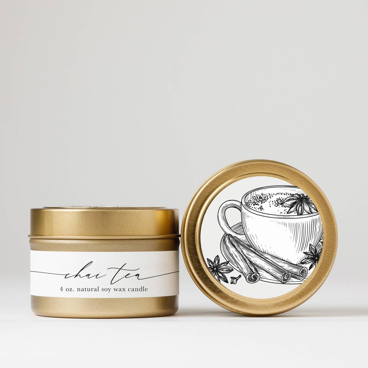 Chai Tea : Tin Soy Candle (  fall winter cozy )