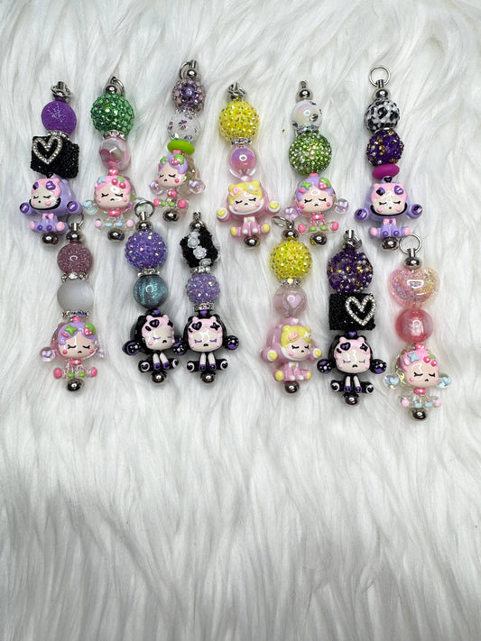 Beaded Keychain  Skull Panda/ Sp 