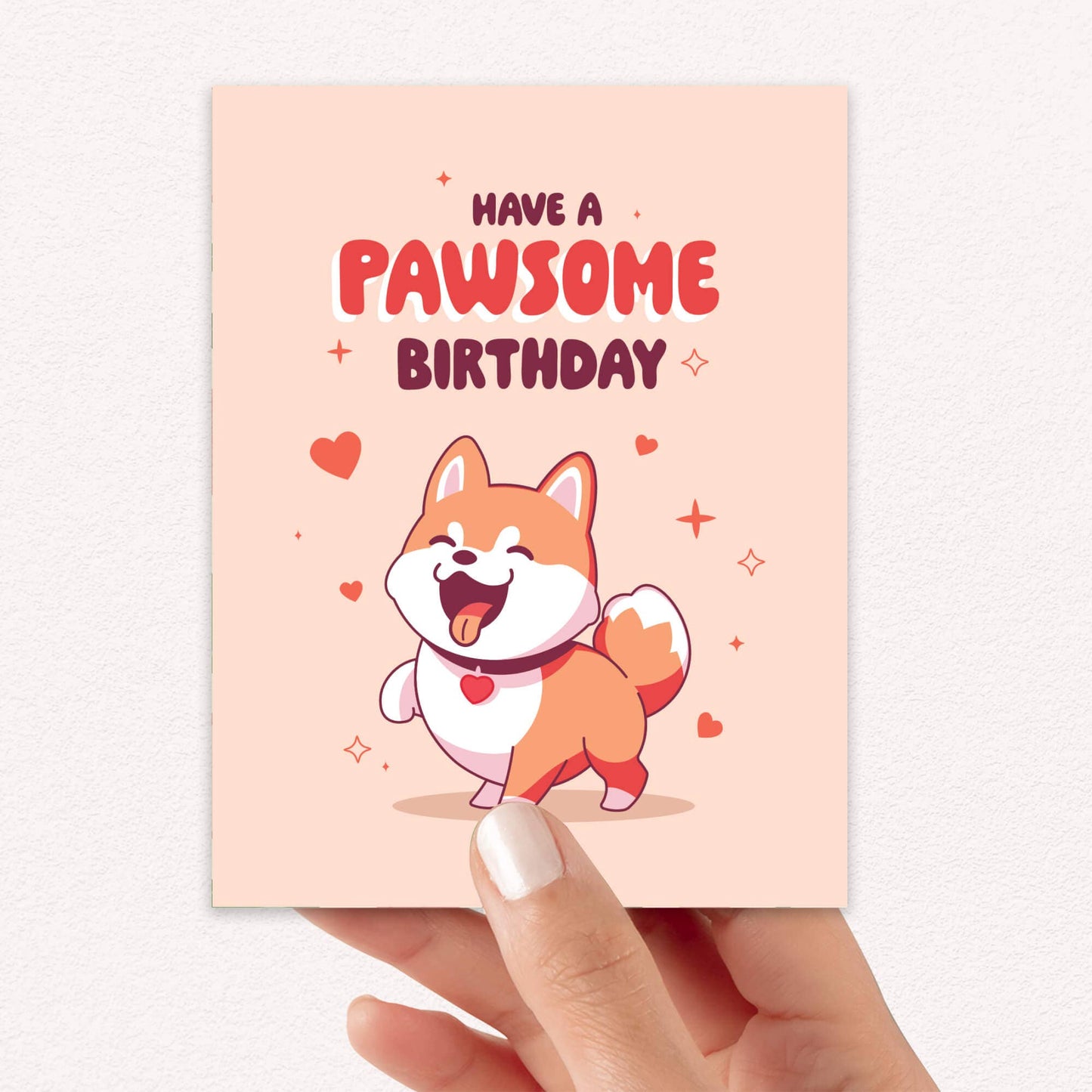 Paw-some Birthday Card | Shiba Inu Dog Japanese Kawaii Asian Funny Pun