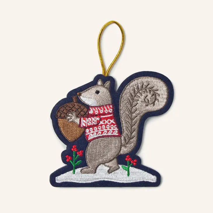 Embroidered Ornament Squirrel Orn