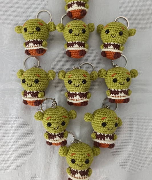 Mini Shrek Keychain  Handmade Crochet Gift