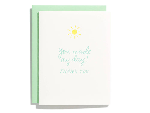 Made My Day Thanks - Letterpress Greeting Card - Front & Company: Gift Store