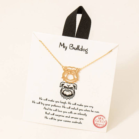 Gold Dipped Bulldog Pendant Necklace