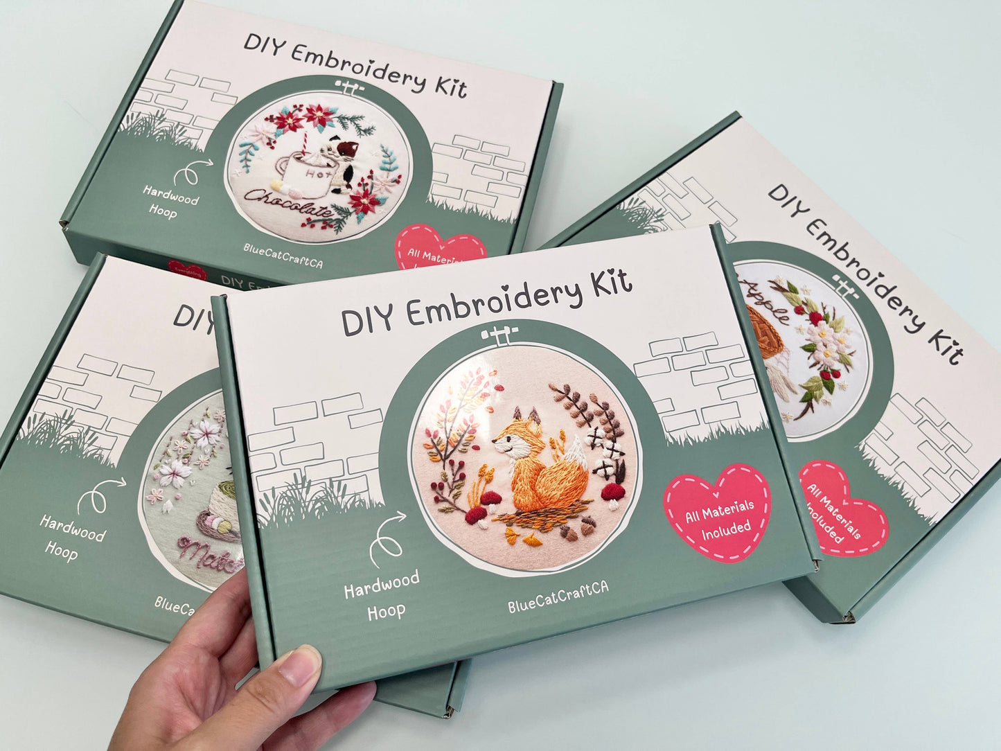 DIY Embroidery Kit Matcha Latte from Cat & Tea Collection