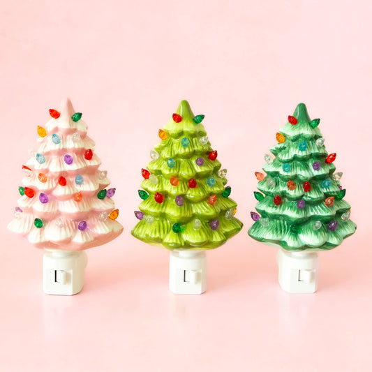 Vintage Tree Night Light | Pink | Christmas Holiday