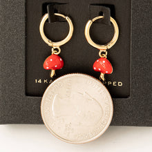 Load image into Gallery viewer, Secret Box Gold Dipped Mushroom Drop Earrings
