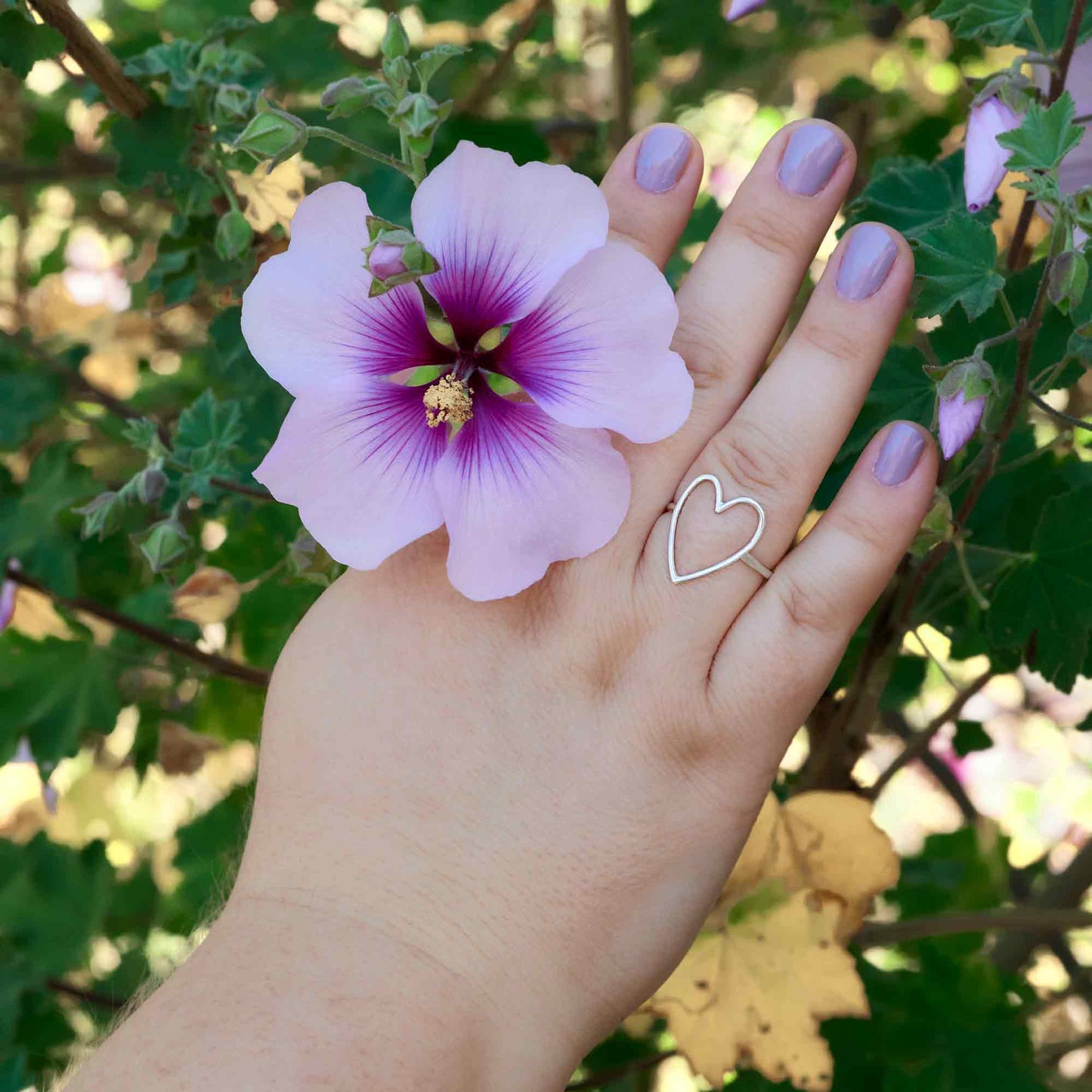 Sterling Silver Large Wire Heart Ring