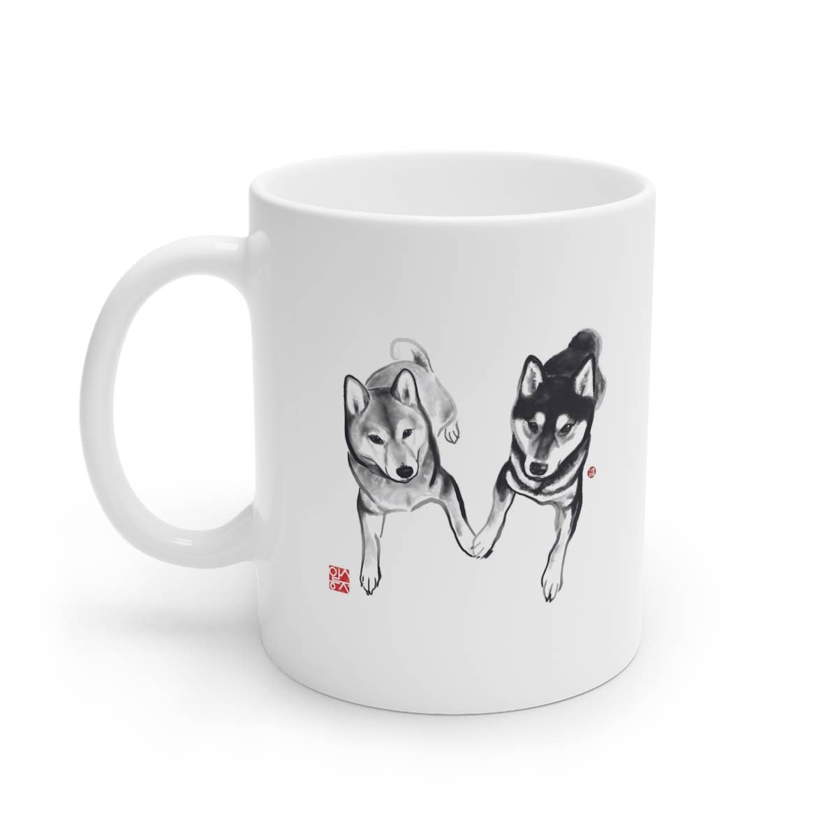 Lovers Shiba Inu Couple Mug | Sumi-e Ink Pet Gift