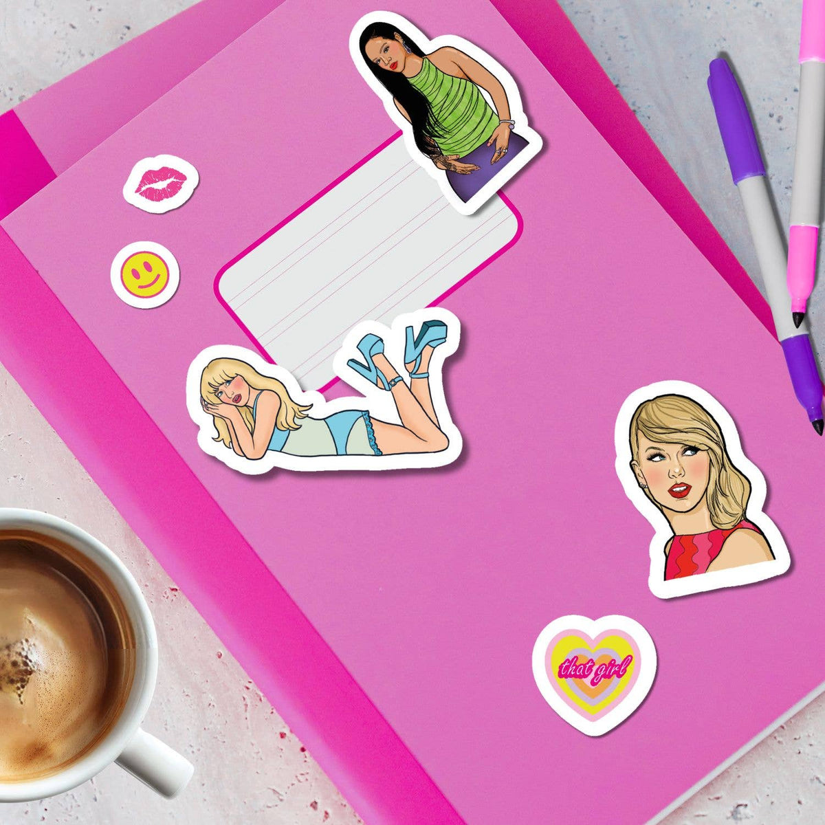Pop Music Girls  A5 Sticker Sheet