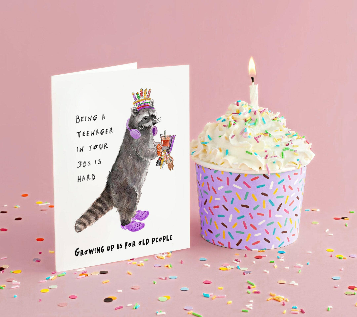 Teenager Adult Raccoon - Funny Birthday Card