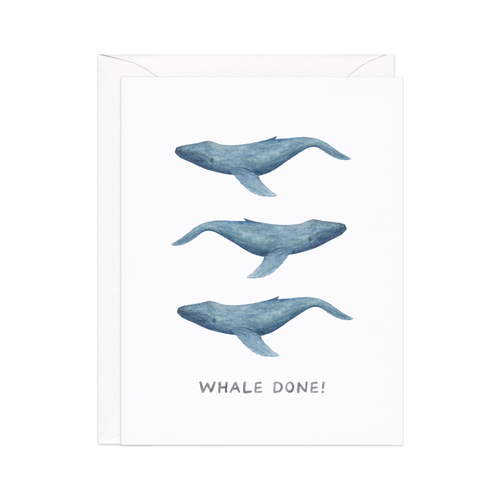 Whale Done - Coastal Animal Pun Congrats Card - Front & Company: Gift Store