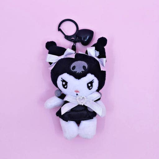 New Limited- Sanrio Black Heart Ribbon Plush Keyring