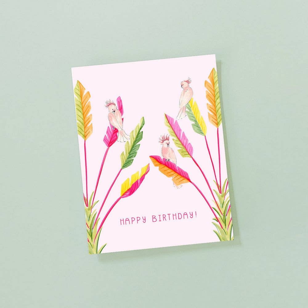 Pink Cockatoo Birthday Card