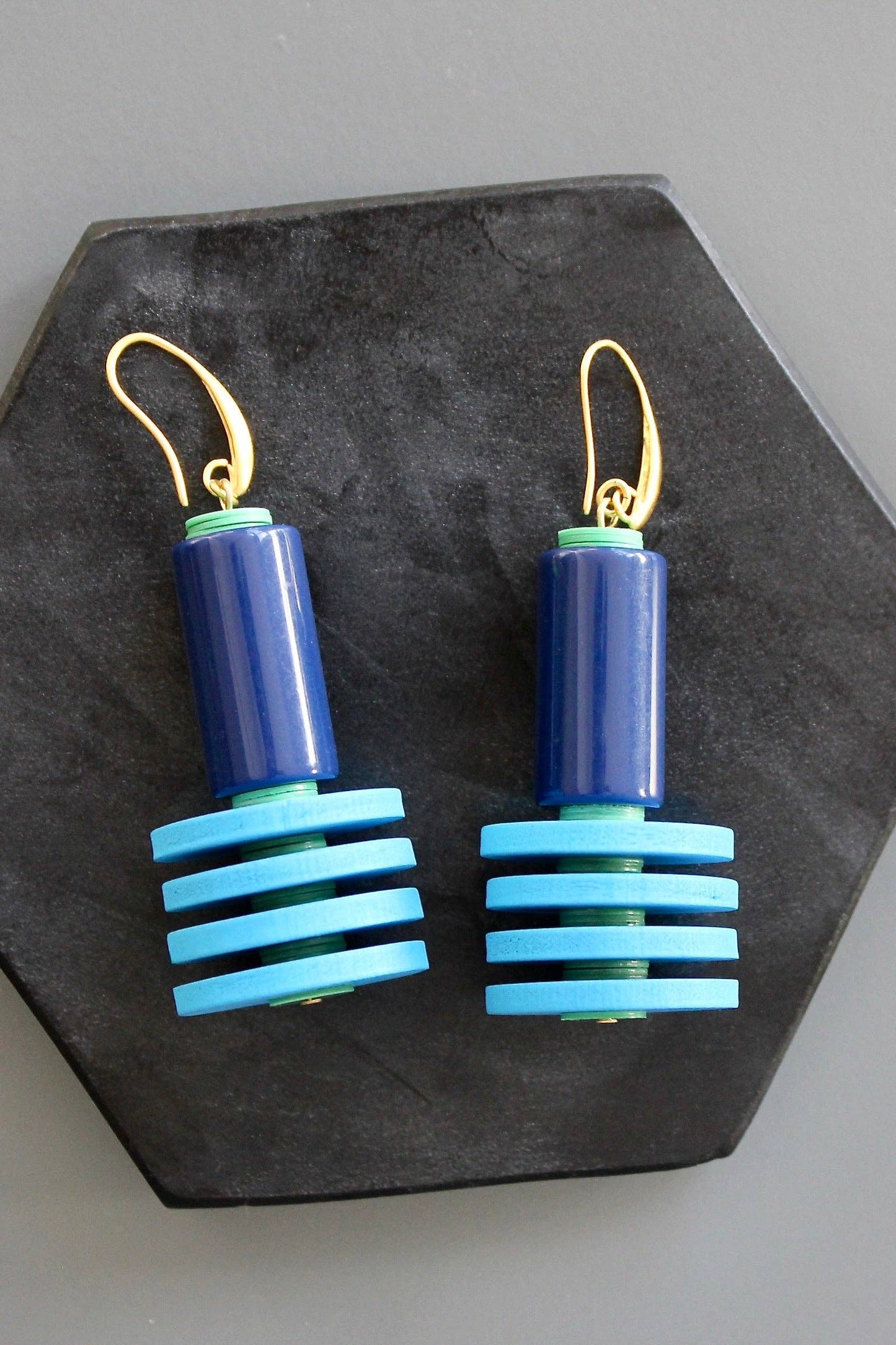 KYLE42 geometric capri blue earrings