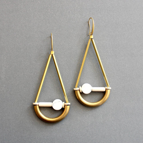 ISLE51 White geometric earrings - Front & Company: Gift Store