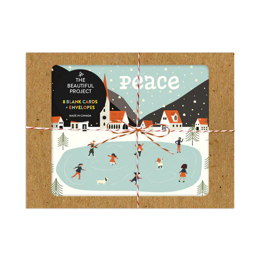 Peace & Joy Birdhouse Winter Christmas Card Box Set of 8