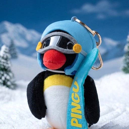Pingu Winter Snowboard Plush Keychain - Limited Edition