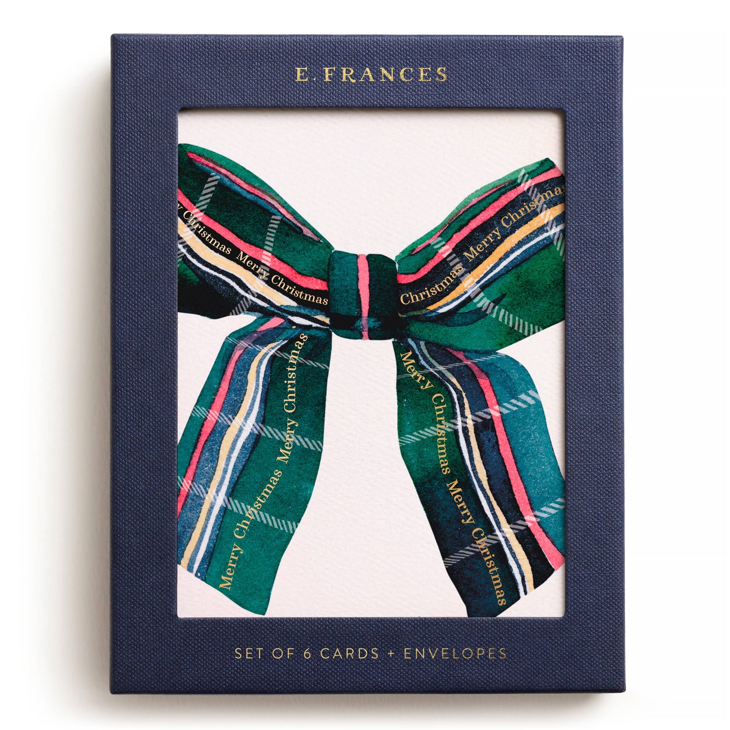 Christmas Plaid Bow Boxed Card Set, Set of 6