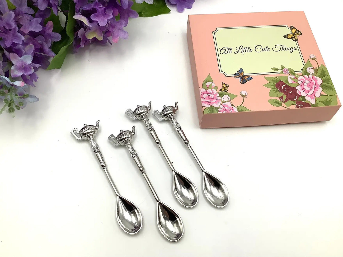 Silver Plated Teaspoons with Teapot Handles, coffee dessert