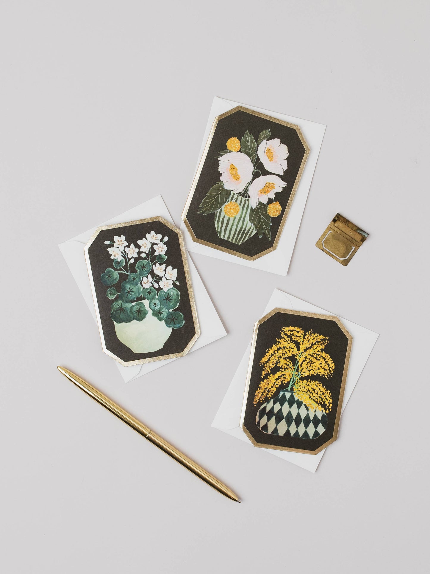 PEONY VASE BOTANICAL DIE CUT MINI FLORAL CARD