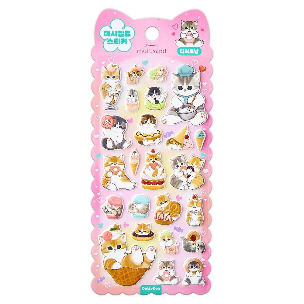Mofusand Marshmallow Puffy Stickers – Soft 3D Cat Collection