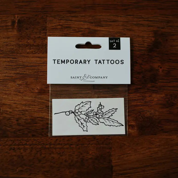 December Birth Flower - Holly Temporary Tattoos