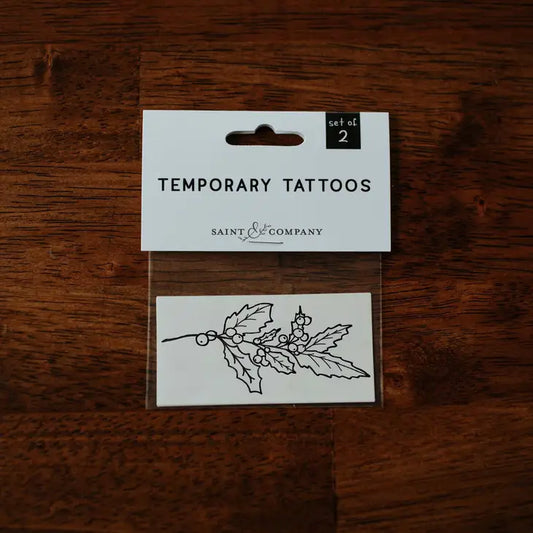 December Birth Flower - Holly Temporary Tattoos