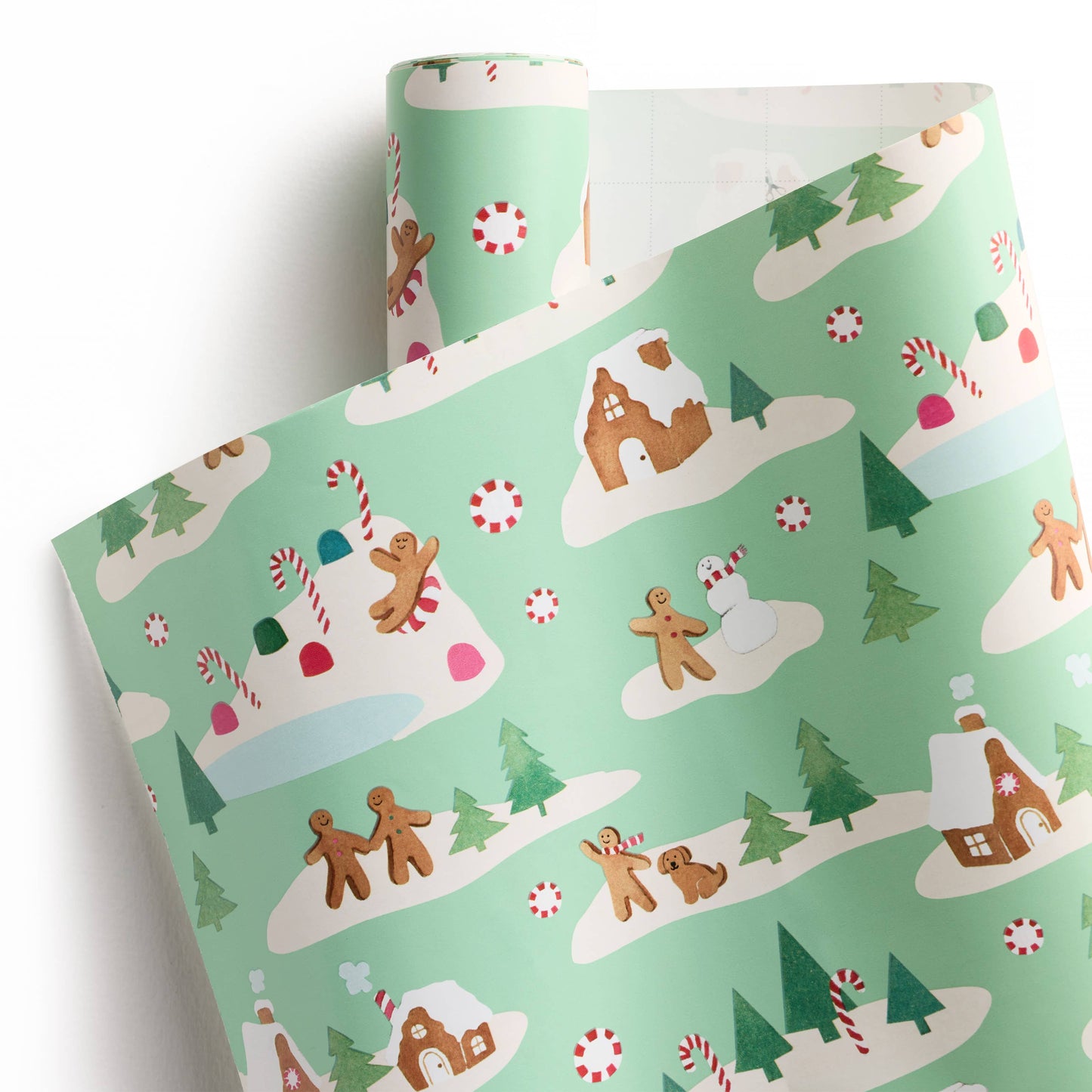 Mint Gingerbread Village Gift Wrap | Wrapping Paper Roll