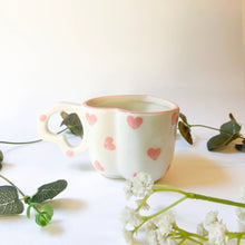 Load image into Gallery viewer, Heart shaped handmade ceramic mug, Cute Valentine Day gift
