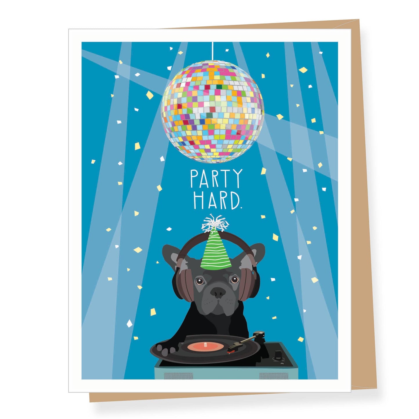 Party Hard Disco Dog Birthday Card