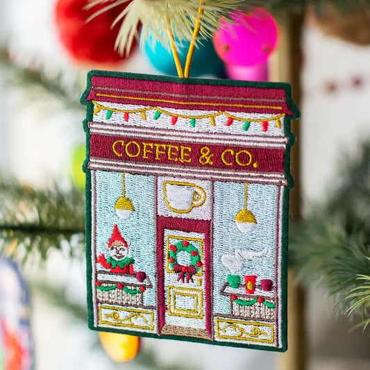 Embroidered Ornament Coffee Shop Ornament