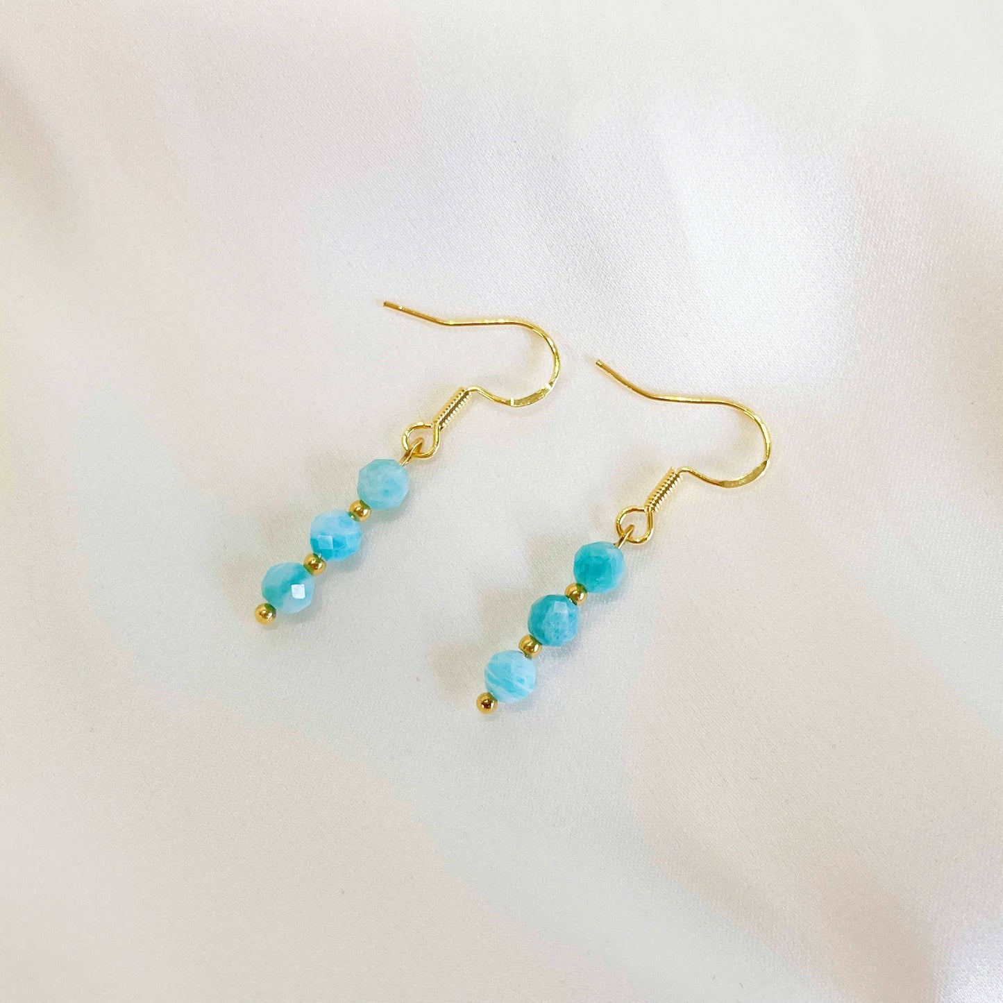 Blue beaded dangle earrings, beads earrings, blue