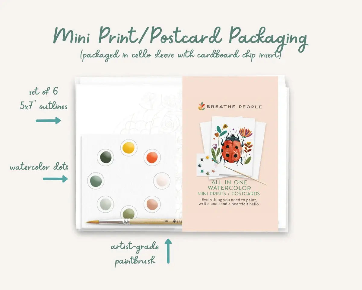 All in One Watercolor Paint Set / Postcard Kit: Botanicals
