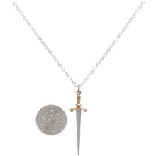 Load image into Gallery viewer, Sterling Silver Sword Necklace with Bronze Handle 18 Inch
