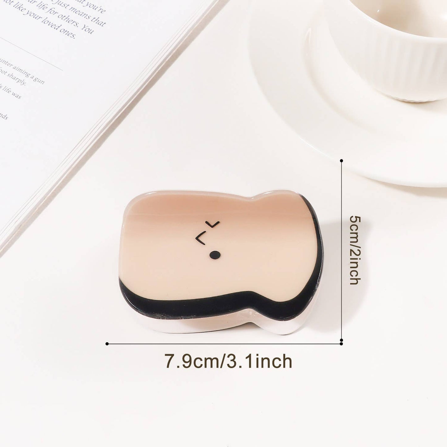 Cartoon Fun Emoji Design Bread & Heart Hair Clip