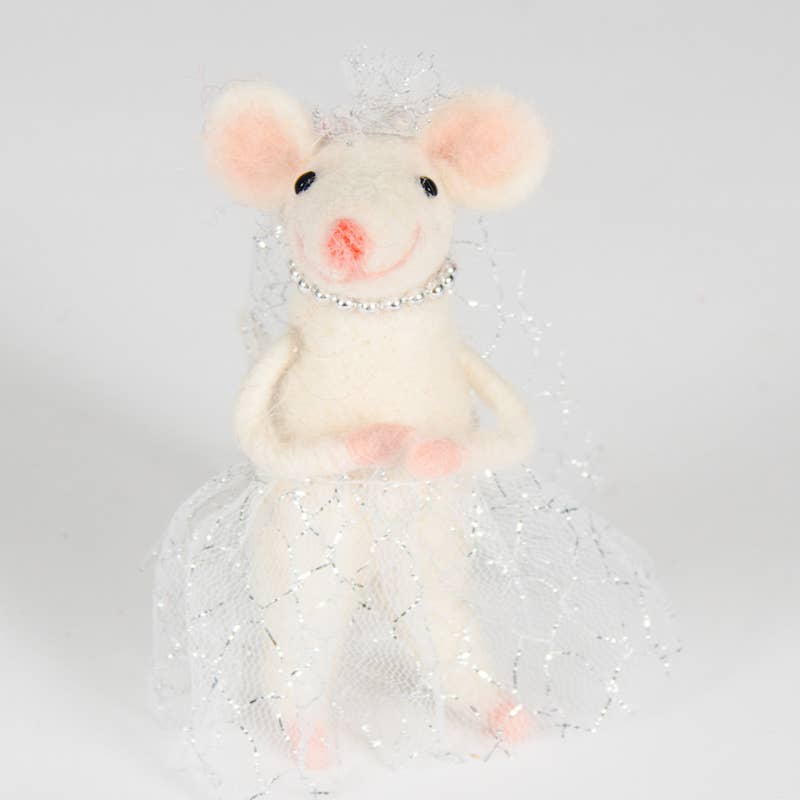 Felt Mouse In Ballgown - Bride Mouse