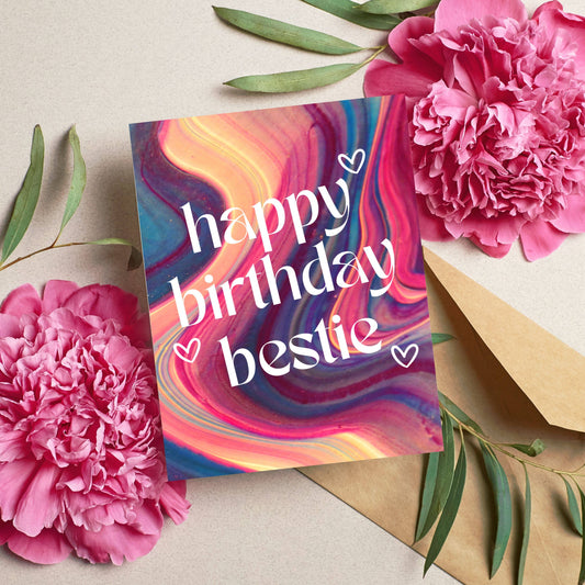 Happy Birthday Bestie Card for Best Friend Cute