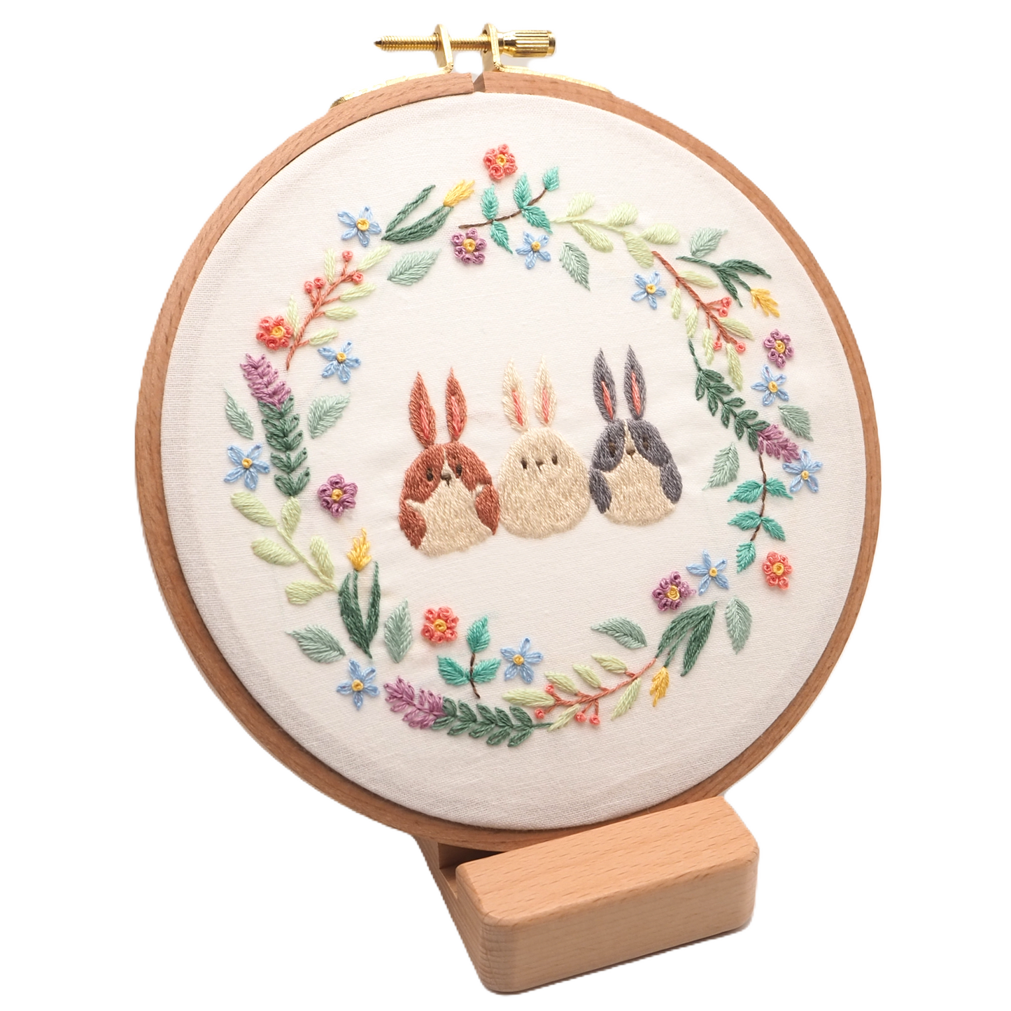 DIY Embroidery Kit Botanical bunnies / Cute rabbits beginner
