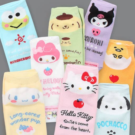 Sanrio Cotton Sneakers Letters Socks- Kuromi Socks